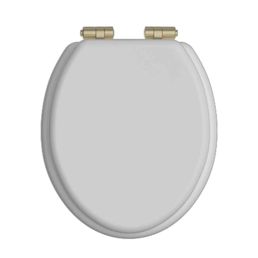 Heritage White Gloss Soft Close WC Seat With Brushed Brass Hinges